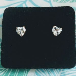 Diamond Heart shaped earrings with rose gold studs